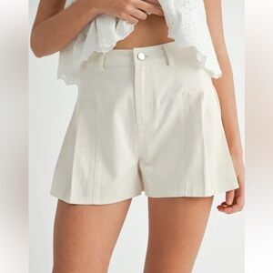 MABLE High-Waist Cream Pleated Shorts